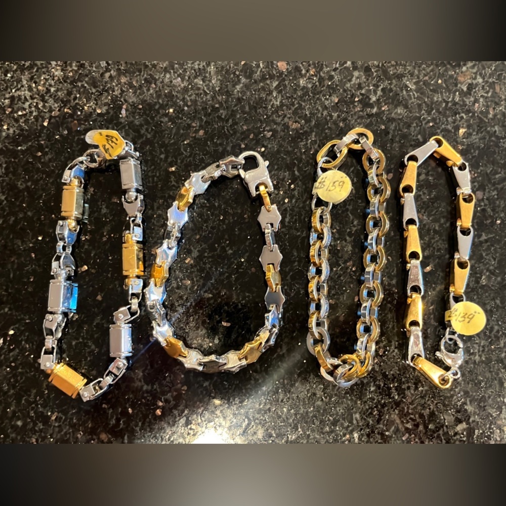 4 stainless steel bracelets for men.